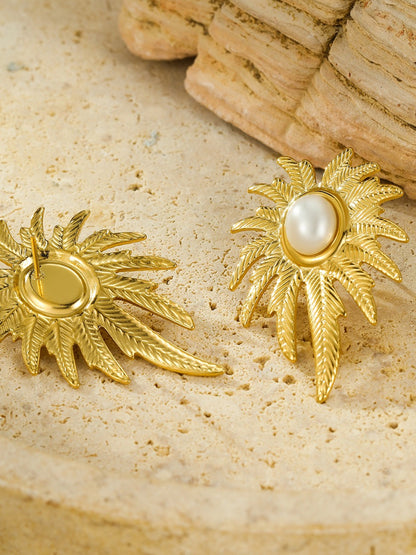 LEAF PEARL EARRINGS