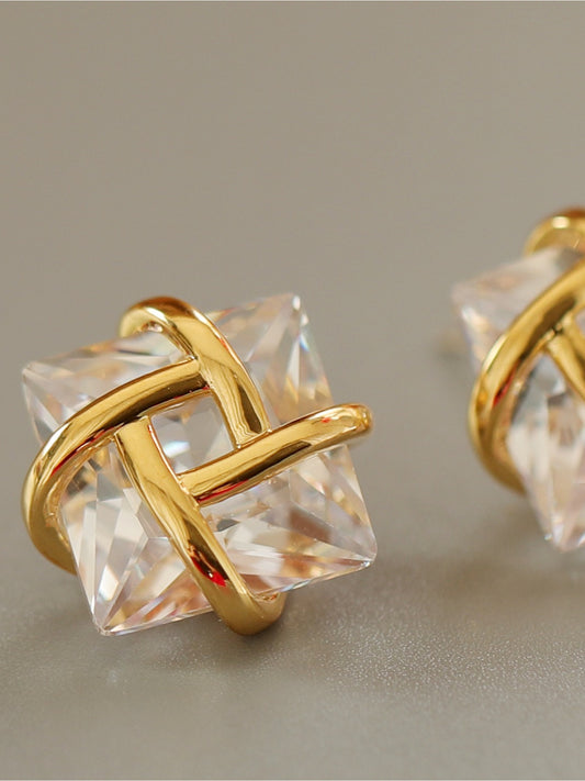 CUBIC ZIRCONIA STUD EARRINGS