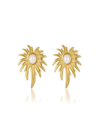 LEAF PEARL EARRINGS