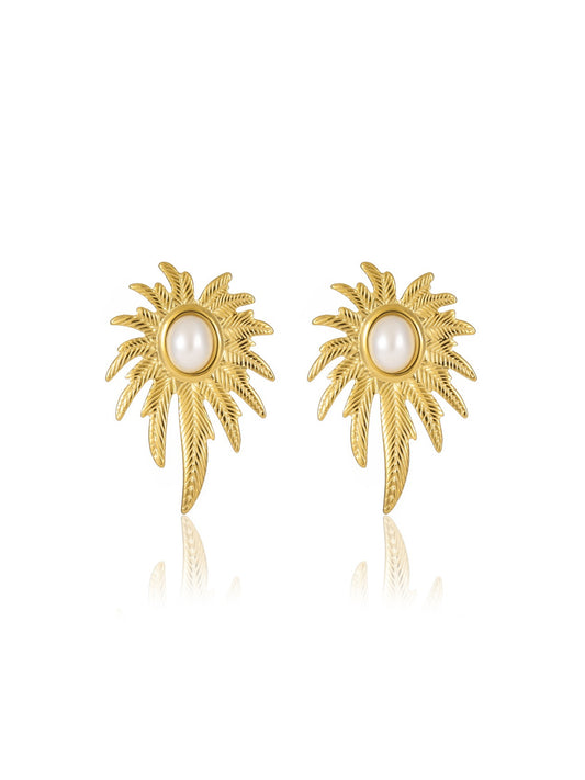 LEAF PEARL EARRINGS