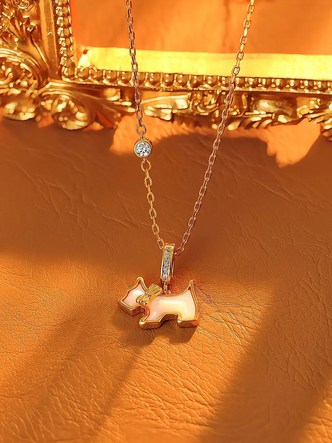 PEARL DOG CHARM NECKLACE