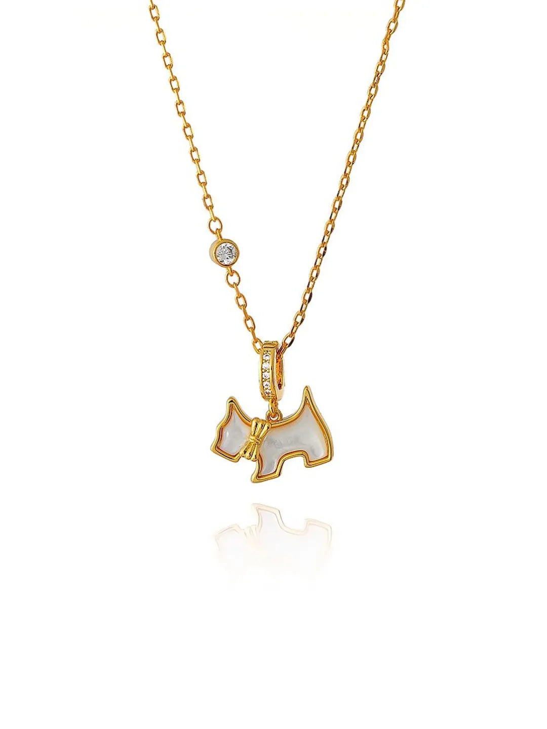 PEARL DOG CHARM NECKLACE