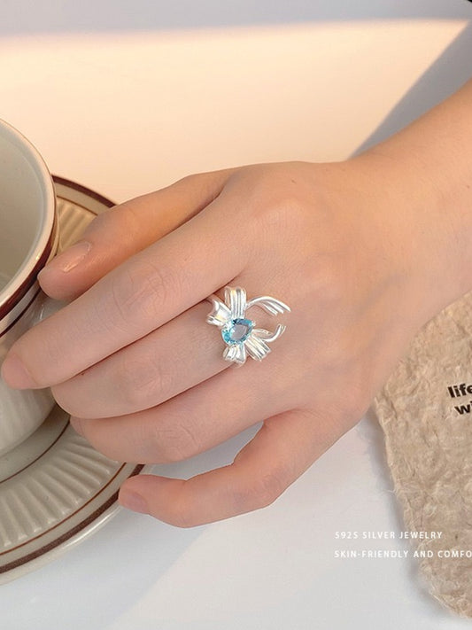 BLUE ZIRCON BOW RING