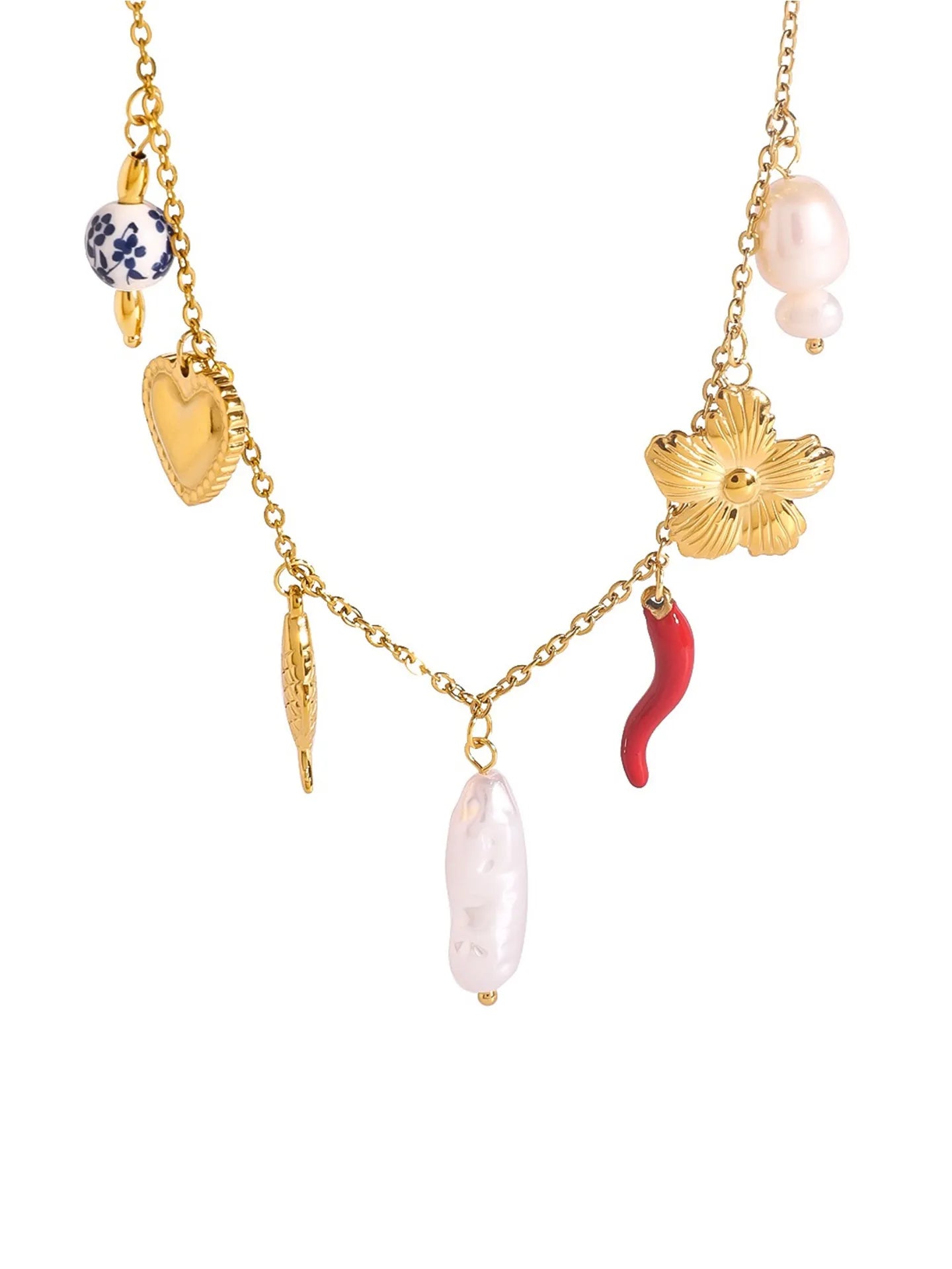 HEART FLOWER PENDANT NECKLACE