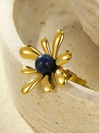 GEMSTONE PETAL RING