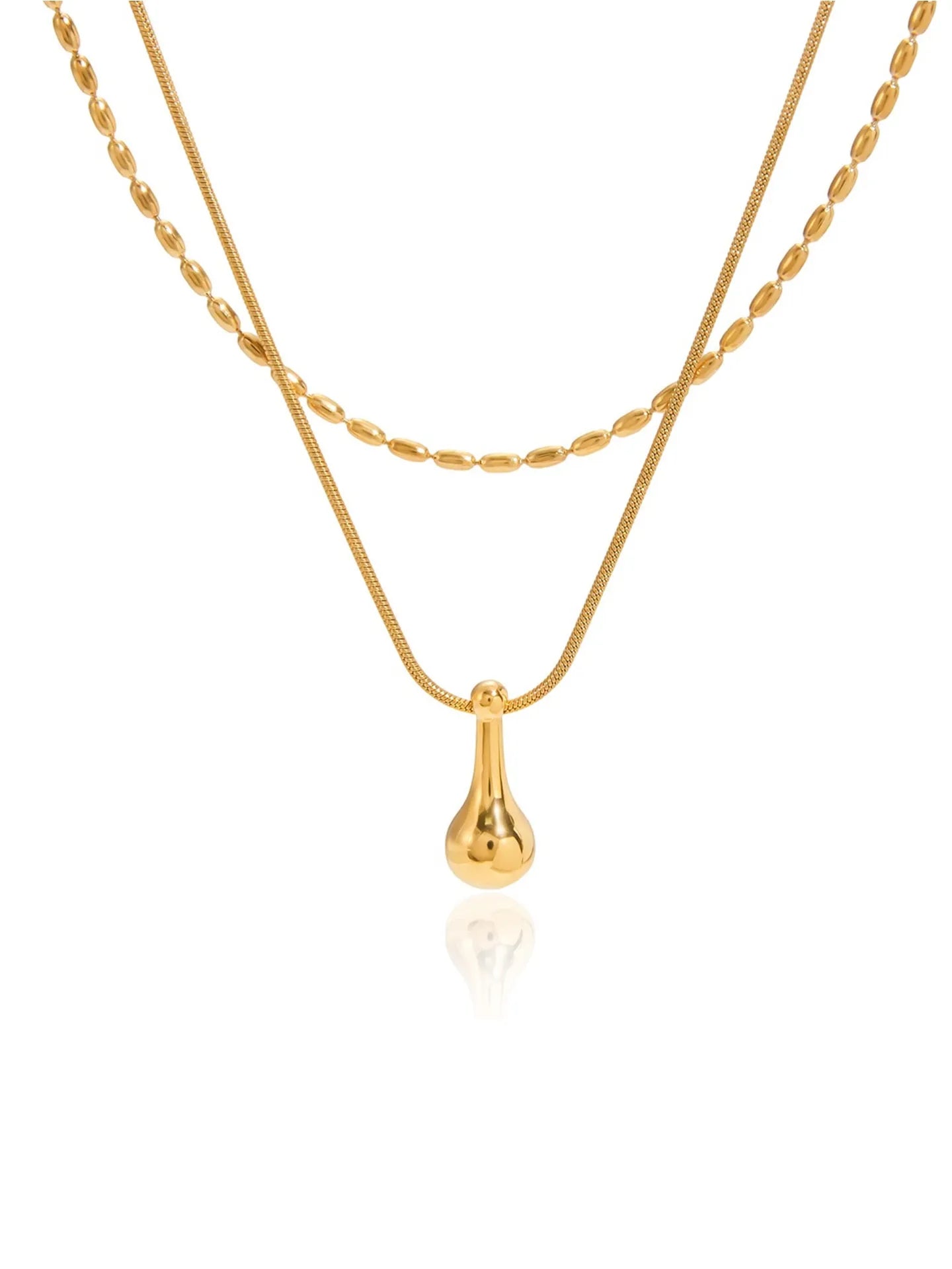DOUBLE LAYER TEARDROP NECKLACE