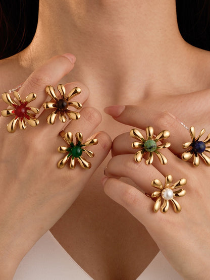 GEMSTONE PETAL RING