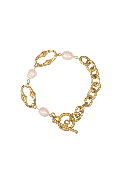 GEOMETRIC SHELL PEARL BRACELET
