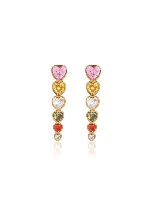 HEART ZIRCON FRINGE EARRINGS