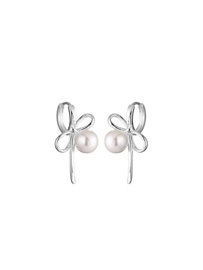 BUTTERFLY PEARL SILVER EARRINGS