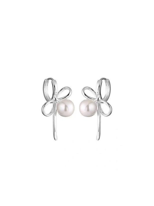 BUTTERFLY PEARL SILVER EARRINGS