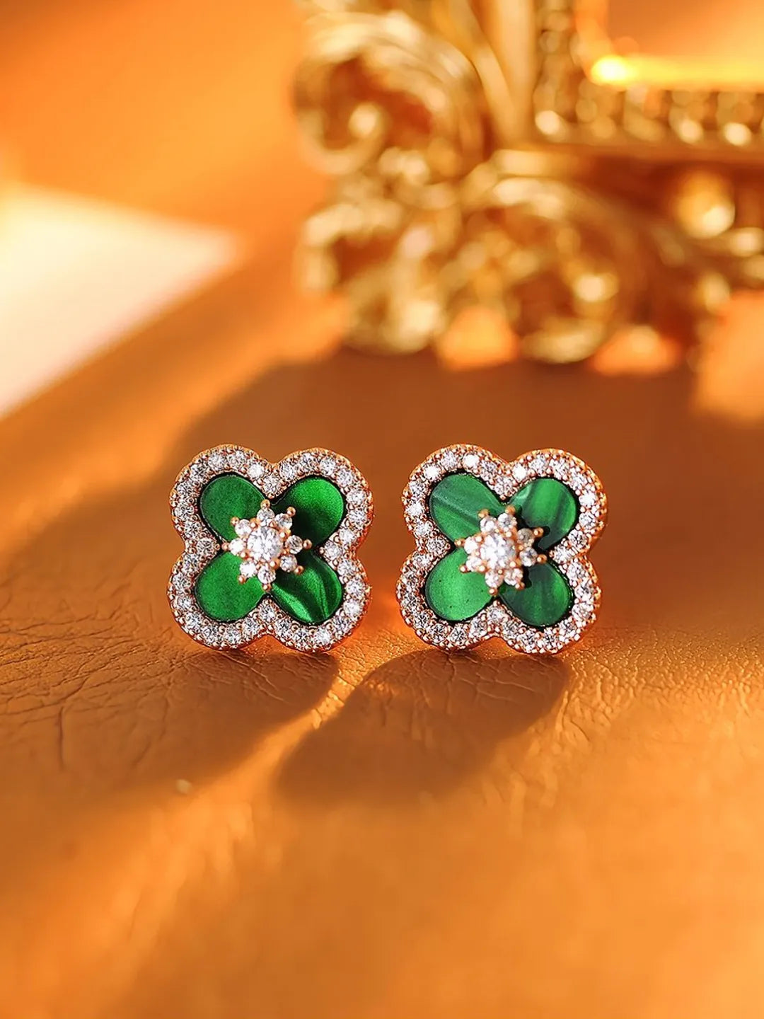 PINK FOUR LEAF CLOVER EARRINGS