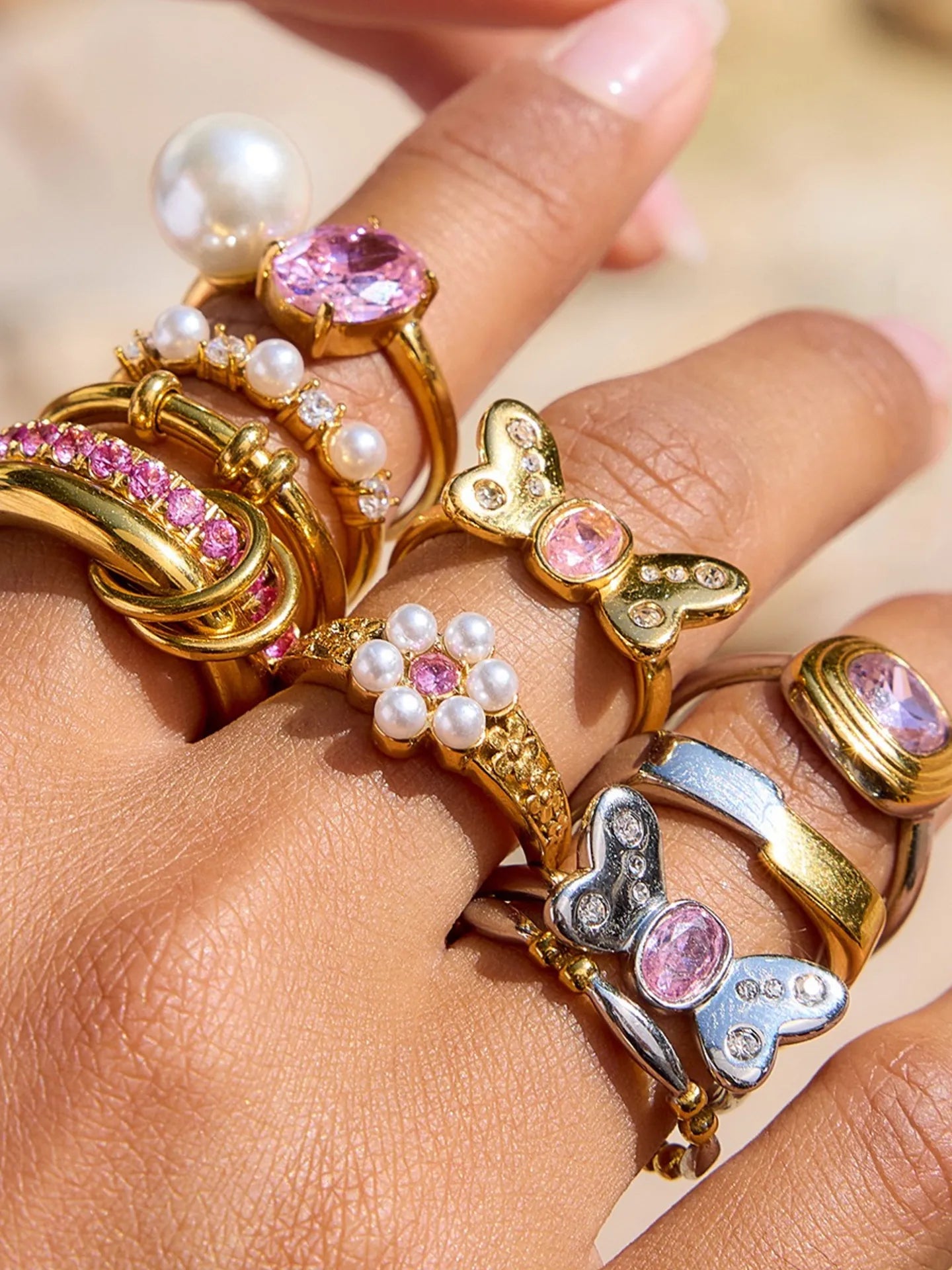 PINK ZIRCON OPEN RING