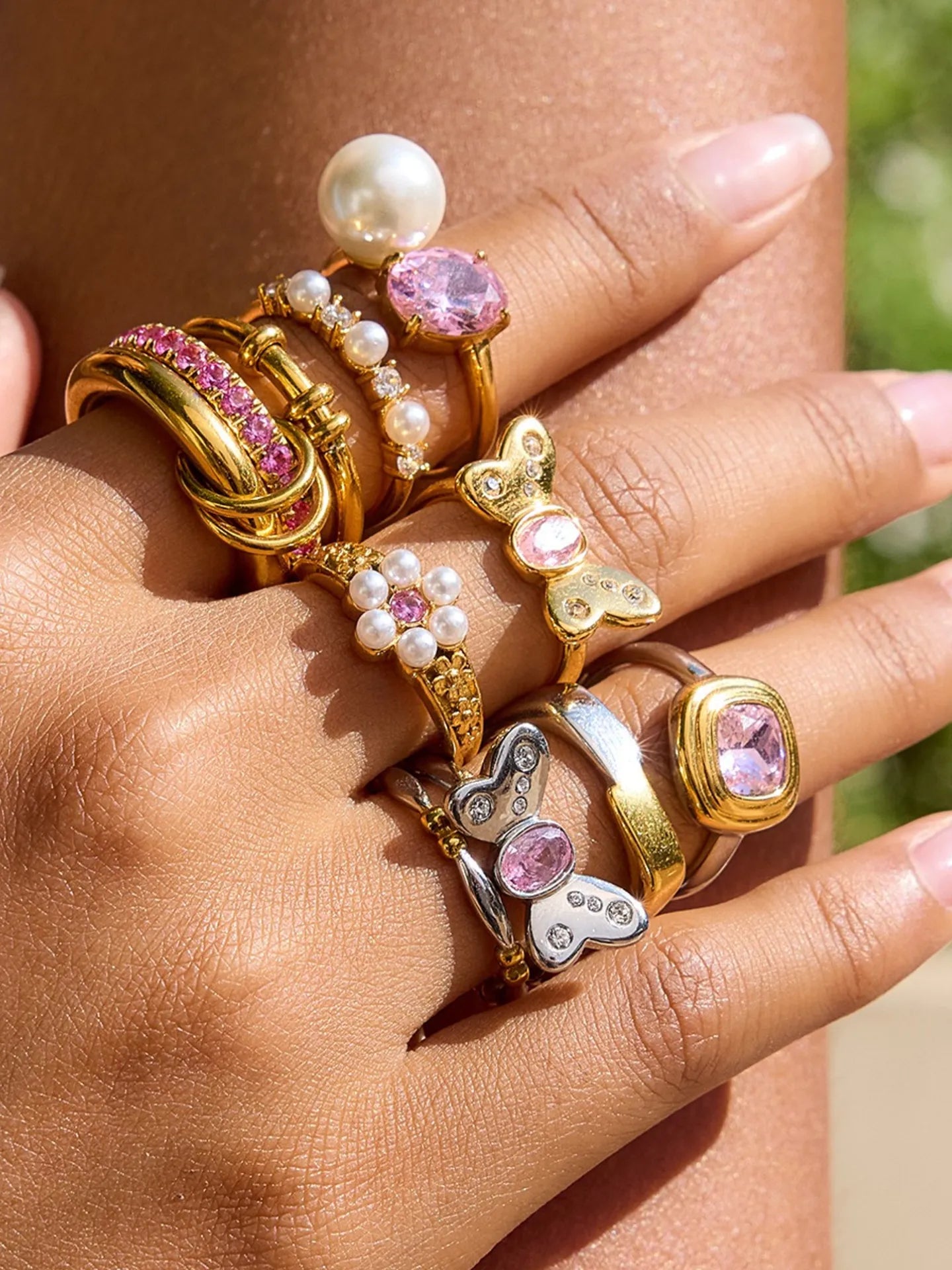 PINK ZIRCON OPEN RING
