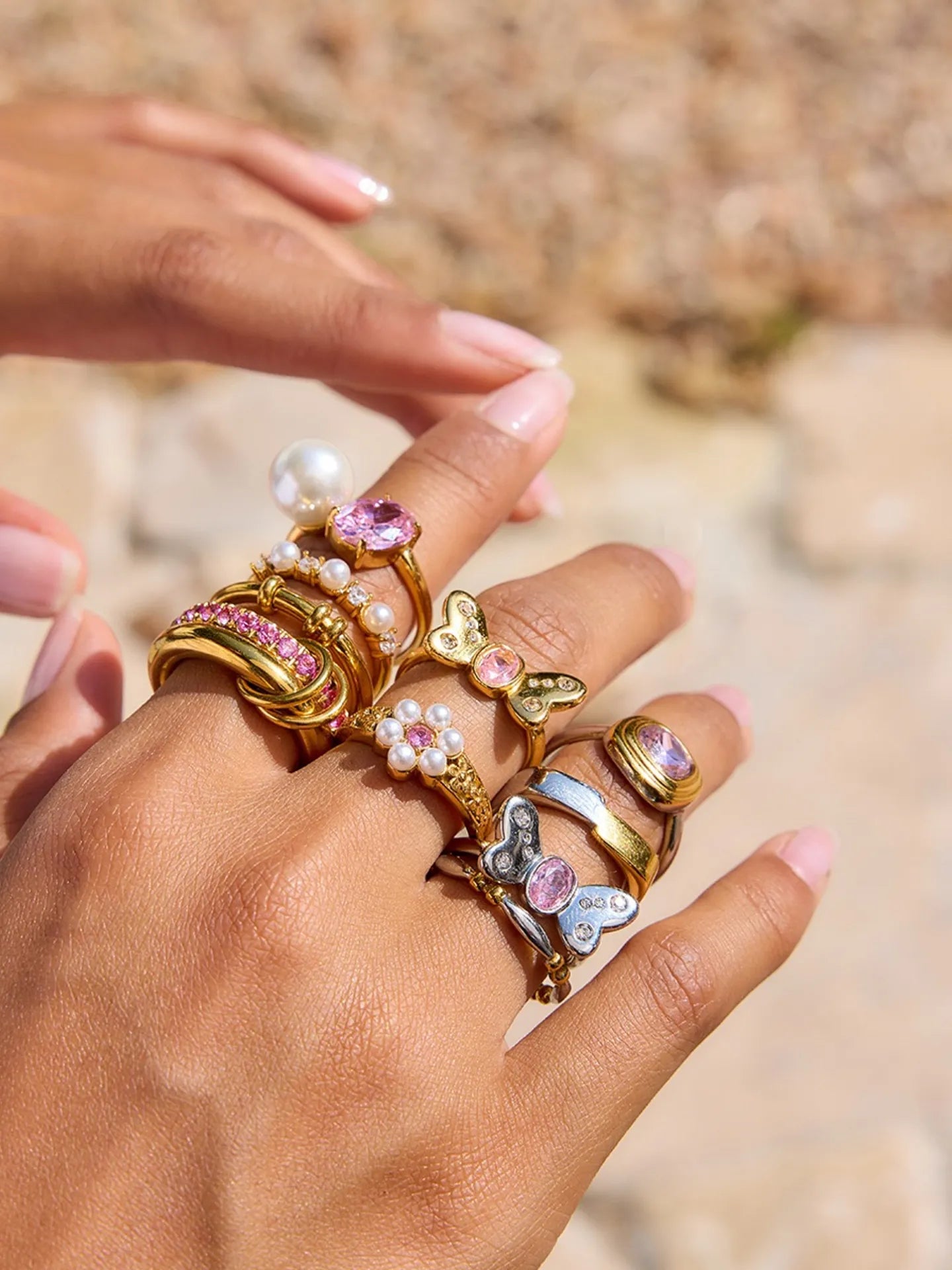 PINK ZIRCON OPEN RING