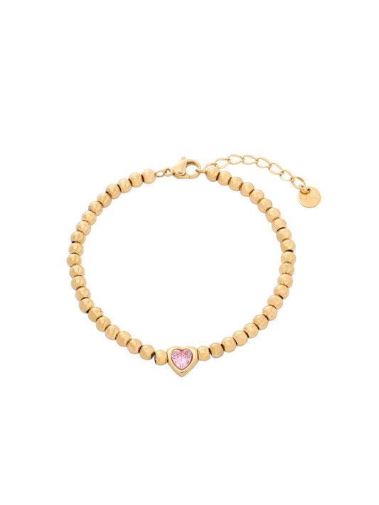GOLD PEARL HEART BRACELET