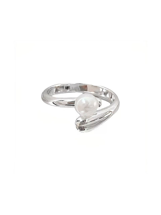 SILVER TIDE PEARL RING